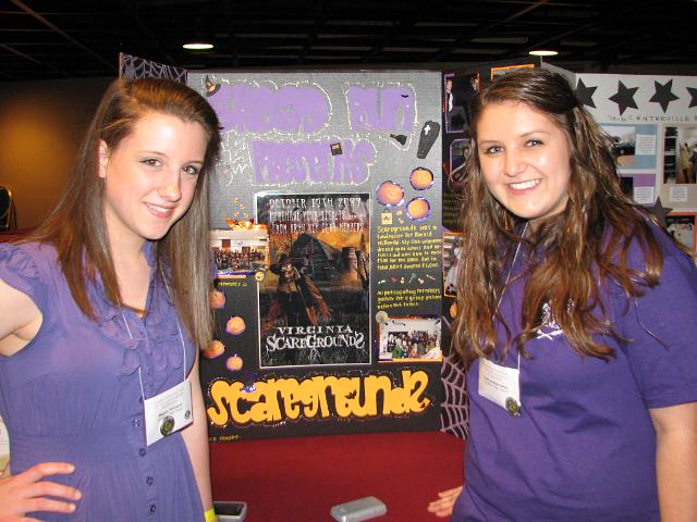 IMG_6700.JPG - Virginia “Scare Grounds” Halloween time display booth to help raise funds for the Ronald McDonald House.  Broad Run High School, Virginia, Key Clubbers Meagan Richard and Lahanna Balinskas offer successful ideas to Key Clubs.  Feel free to ‘borrow’ ideas and share yours.