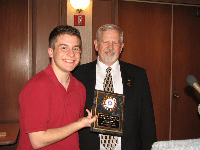IMG_3216.JPG - Teenager of the Year for Division 17 was announced by Stan Miller, CDKF Trustee and a Foundation Past President to be Brent Abel, Immediate Past Governor of Key Club and a Paint Branch High School Key Clubber.  Brent won honors at the Key Club DCON this year as the Outstanding Key Club Board Member for his leadership.  He will complete for Capital District Teenager of the Year in Dover, DE at the district convention.  Congratulations!