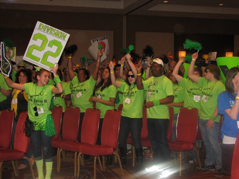 IMG_0649.JPG - The Opening Session, even before the Key Club Bell was rung, was already ‘in session’ with inter-divisional High Spirit seeing which division is the loudest, most choreographed, best team dressed … or, screamers of the 1,000+ Key Clubbers.   Here’s Division 22, Southern Maryland, and there-a-screaming!