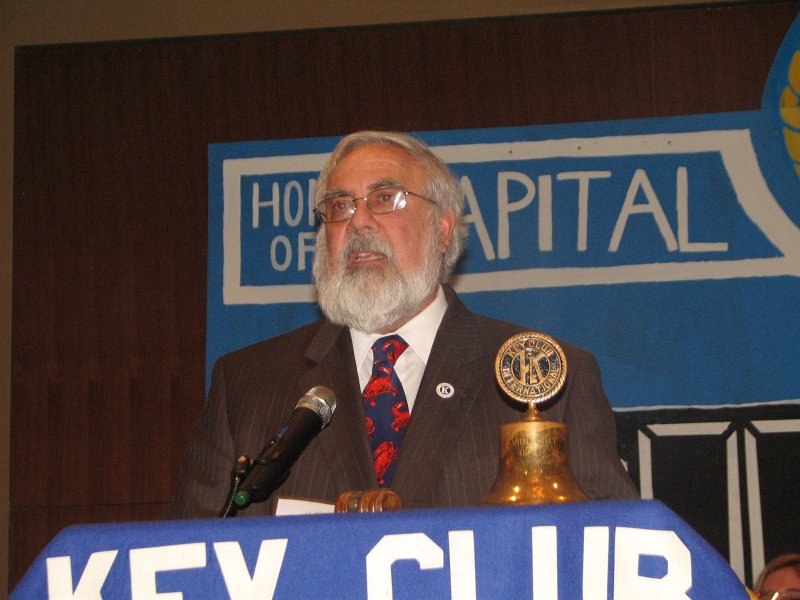IMG_0893.JPG - District Key Club Administrator Joe Stankus thank all Key Club and Kiwanis members, the team that put on this convention and the Hyatt Regency Hotel for their expertise in making this a successful Convention.  Thank you, Joe.  You know we admire your dedication, skills and love of your Kiwanis family.  And thanks to your wife Brenda for being your most able and caring assistant in this success.