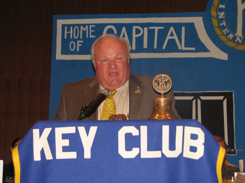 IMG_0894.JPG - Kiwanis Governor Tom Varner and Administrator Joe Stankus thank the Key Club Board for their dedication and retire the 2010-11 Key Club Team.