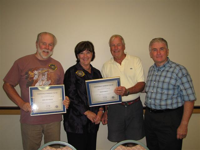 IMG_9185.JPG - At the Division 17 Council Meeting for clubs in Montgomery County, Maryland, a very pleasant recognition by Kiwanis International of “Distinguished Club” status for 2008-2009 was presented to the Rockville Club and the Potomac Club by Immediate Past Governor Tom Masser. Left to right is Distinguished Rockville President John Tyner, a past governor, and Potomac Clubs’ Distinguished Club Secretary Nancy Cressy and Distinguished President Dave Drake.  That’s team leadership very well done, Kiwanians!
