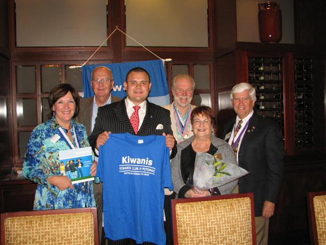 IMG_9312.JPG - The Potomac Club 2010-2011 Team (l to r):  President Nancy Cressy, Treasurer Peter Carstensen, IPP Aaron Ferrufino, PG John Tyner (Rockville Club), LG Joyce Sharon and Secretary Bob Cressy.